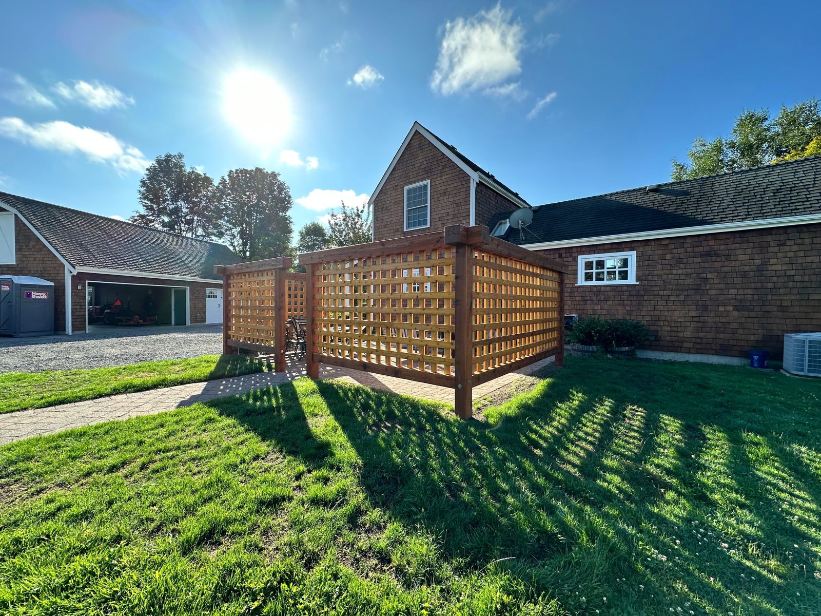 Custom cedar arbor and privacy screen