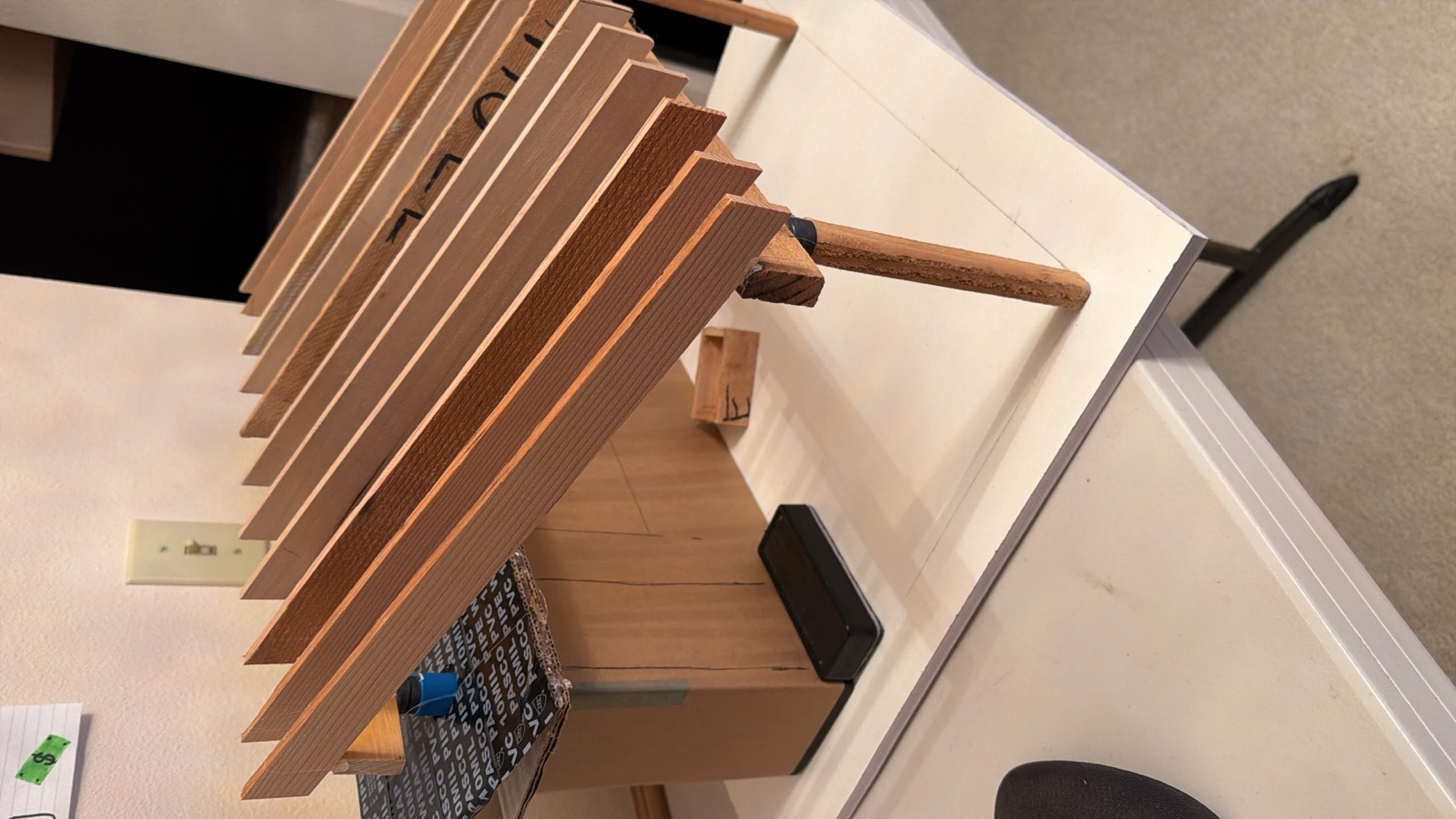 Cedar scale model showing the planned patio cover design